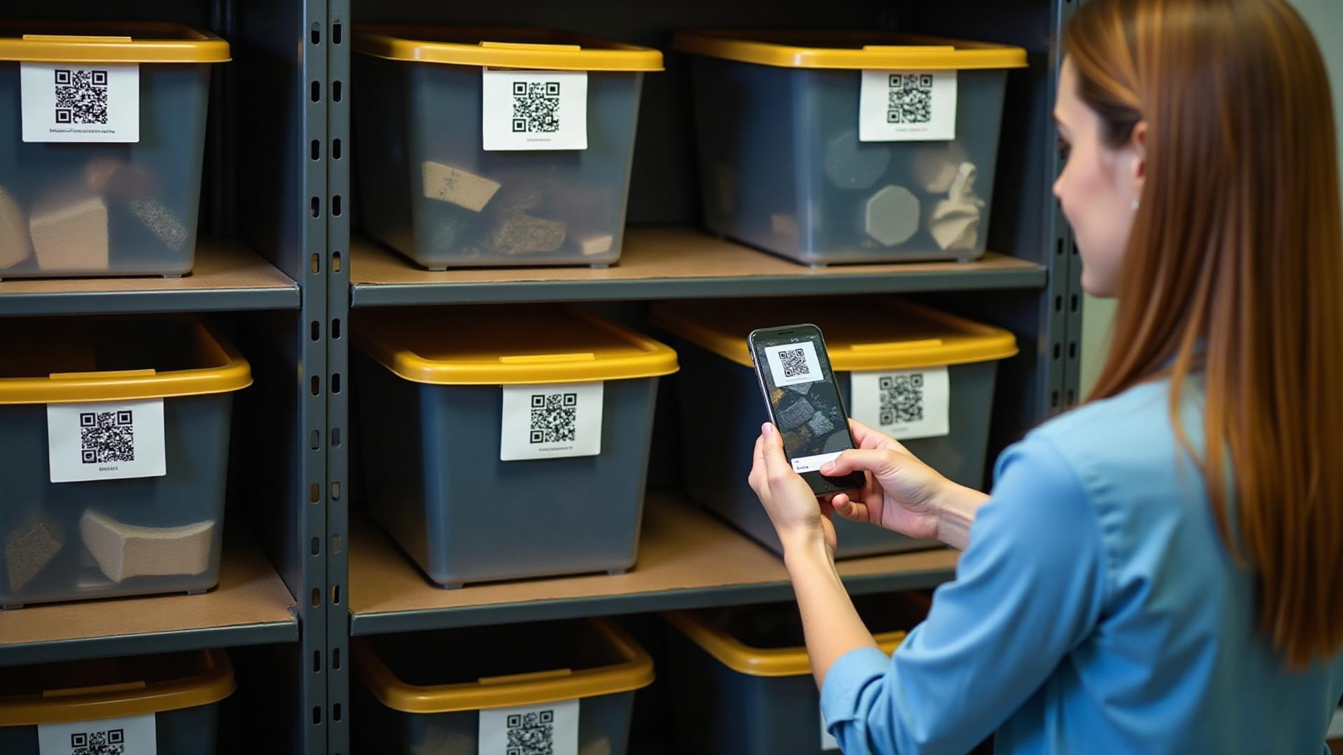 Organized garage storage with QR labels